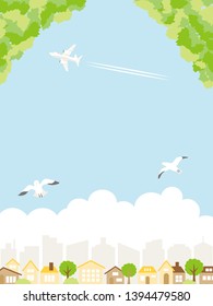 Summer land scape vector illustration.