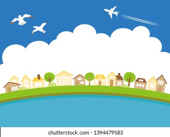 Summer land scape vector illustration.