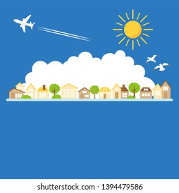 Summer land scape vector illustration.