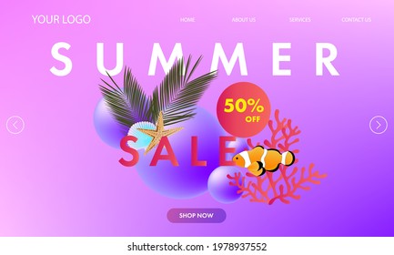 summer landing page fluid violet web design EPS 10