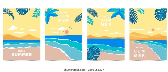 summer landscape background with beach and sand  for vertical design
