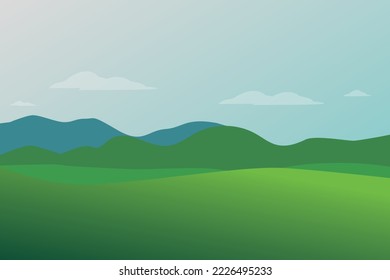 summer landscape background design vector flat modern isolated illustration