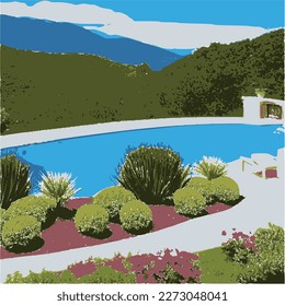 summer landscape background and flowers