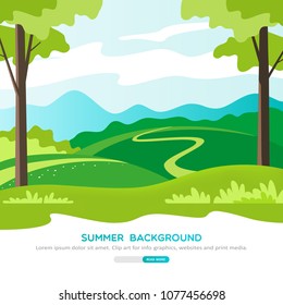 Summer landscape background. Vector illustration.