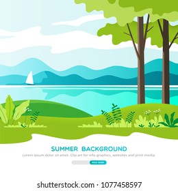 Summer landscape background. Vector illustration.