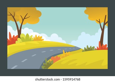 Summer landscape background Vector illustration, with flat cartoon of plants, leaves and forest landscape. with copy space for text, suitable for banner, greeting card, poster, advertising etc.