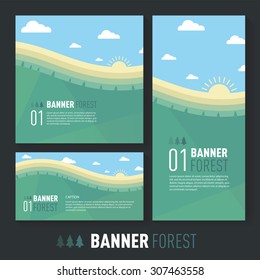 summer landscape. beautiful hill with trees Flat style, vector illustration.