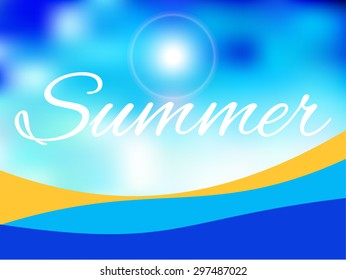 Summer landscape with a blurred background. Summer holidays. Summer coast with sea and sky 