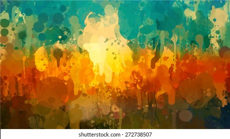 Summer landscape brush strokes background. Vector version