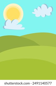 summer landscape in cartoon style in vector graphics
