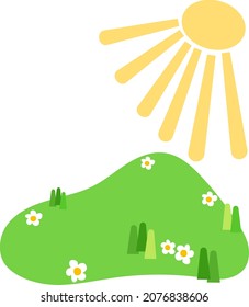Ilustración vectorial de dibujos animados de paisaje de verano