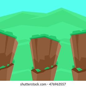 Summer Landscape in the Catoon Style .Vector illustration