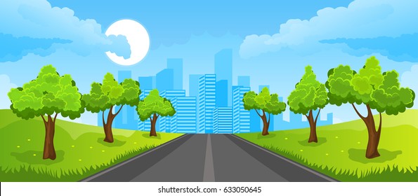 Summer landscape with city