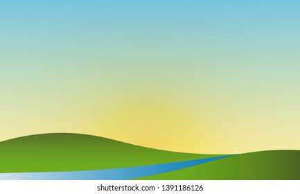 Summer landscape clear sky Vector natural landscape.
