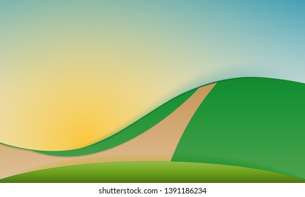 Summer landscape clear sky Vector natural landscape.