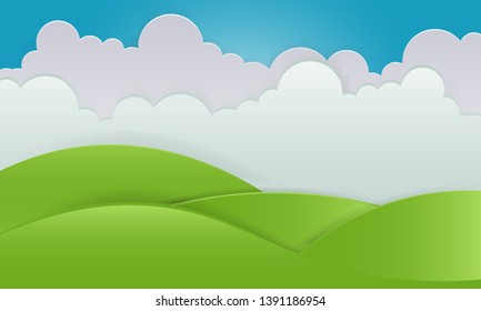 Summer landscape clear sky Vector natural landscape. 