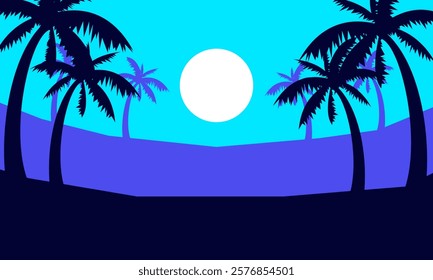 Summer Landscape. Coconut Trees and Sun