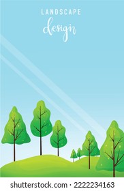 Summer Landscape Design Vector Colorful Background