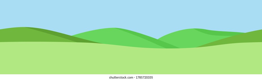 Summer landscape. Field with hills. Endless vector illustration. Horizontal seamless background. Colored backdrop great for designs banners, games, websites, collages, etc.