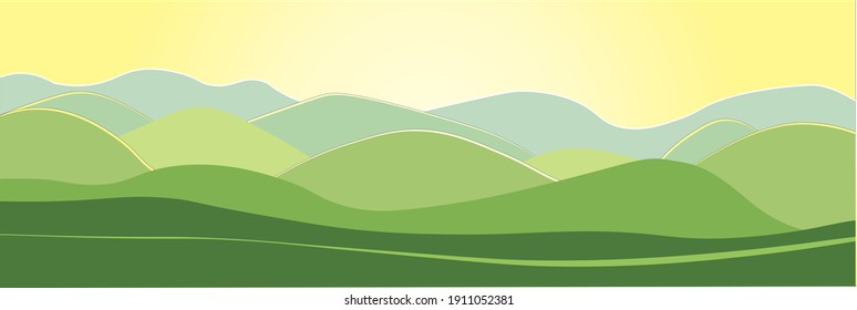 Summer landscape, fields, meadows, grass on a summer day. Screensaver for cover or web design, nature of Europe.