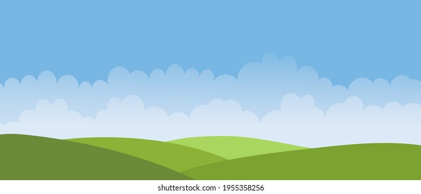 Summer landscape, fields, meadows, grass on a summer day. Screensaver for cover or web design, nature of Europe.