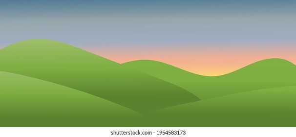 Sommerlandschaft, Felder, Wiesen, Hügel und ein schöner Himmel an einem Sommertag. Bildschirmschoner für Cover- oder Webdesign, Art von Europa.