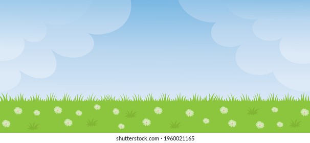 Summer landscape, fields, meadows, trees and grass on a summer day. Screensaver for cover or web design, nature of Europe.