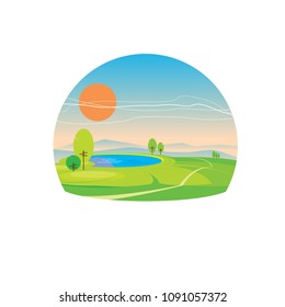 Summer landscape flat design