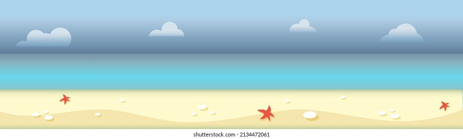 Summer landscape. Flat lay of beach. Colorful summer banner. On the seaside.