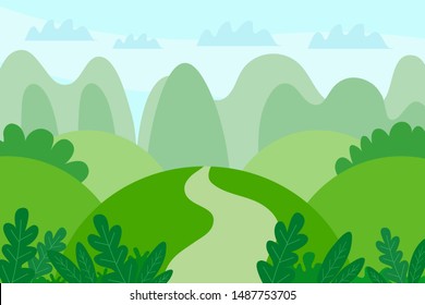 Summer landscape. Flat style vector illustration.