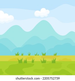 Paisaje veraniego. Ilustración vectorial de estilo plano.