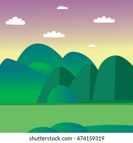 Summer landscape. Flat style, vector illustration.