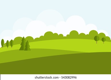 Summer landscape. Flat style vector illustration. Background