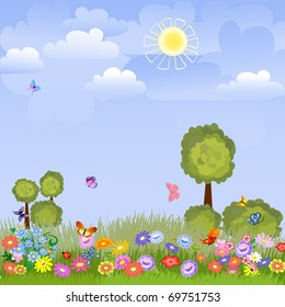 summer landscape with flowers