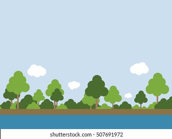Summer landscape. Forest near the shore