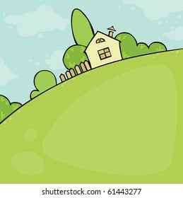 Summer landscape with house