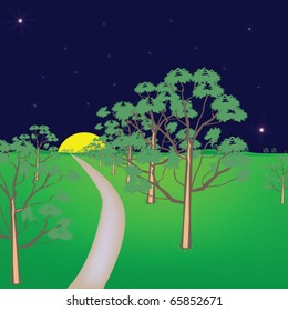 Summer landscape illustration
