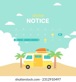 Summer landscape illustration pop-up for vacation notice svg