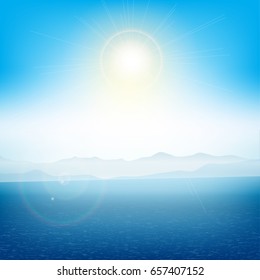 Summer landscape with islands in the distant with the ocean