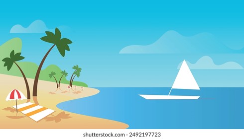 A summer landscape with a large beach