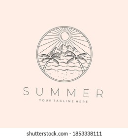 Summer Landscape Logo Vector Illustration Design, Beach Landscape Design