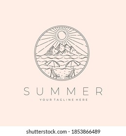 Summer Landscape Logo Vector Illustration Design, Beach Landscape Design