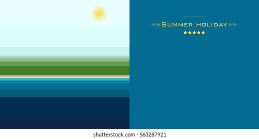 Summer landscape, material design. Summer holiday. Illustration for the cover, corporate identity, travel agencies, hotels. Vector