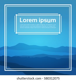 Summer Landscape Mountain Forest Sky Woods Flat Vector Illustration