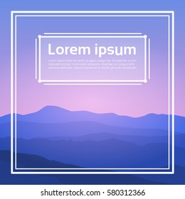 Summer Landscape Mountain Forest Sky Woods Flat Vector Illustration