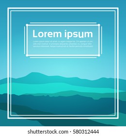 Summer Landscape Mountain Forest Sky Woods Flat Vector Illustration