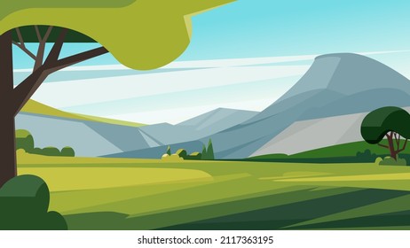 Summer landscape with mountains. Beautiful natural scenery.