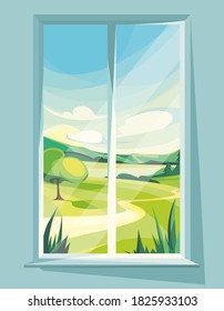 Cartoon Window View All 4 Season Stock Vector (Royalty Free) 1666030477 ...