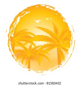 Summer landscape with palms and seaside
