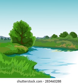 Summer landscape with river